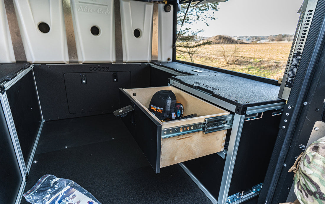 Alu-Cab Canopy Camper V2 - Toyota Tacoma 2005-Present 2nd & 3rd Gen. - Rear Double Drawer Module - 5' Bed