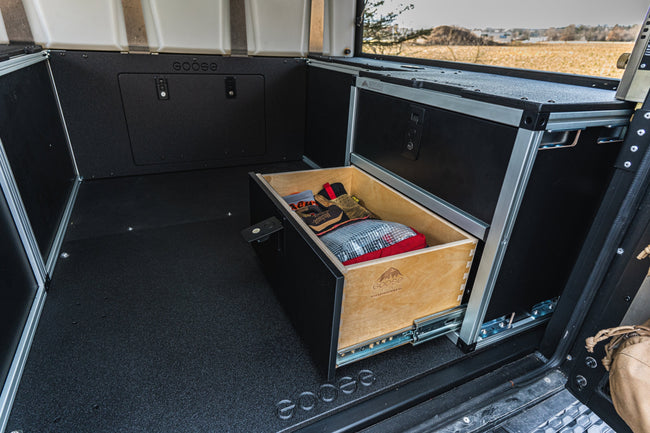 Alu-Cab Canopy Camper V2 - Toyota Tacoma 2005-Present 2nd & 3rd Gen. - Rear Double Drawer Module - 6' Bed
