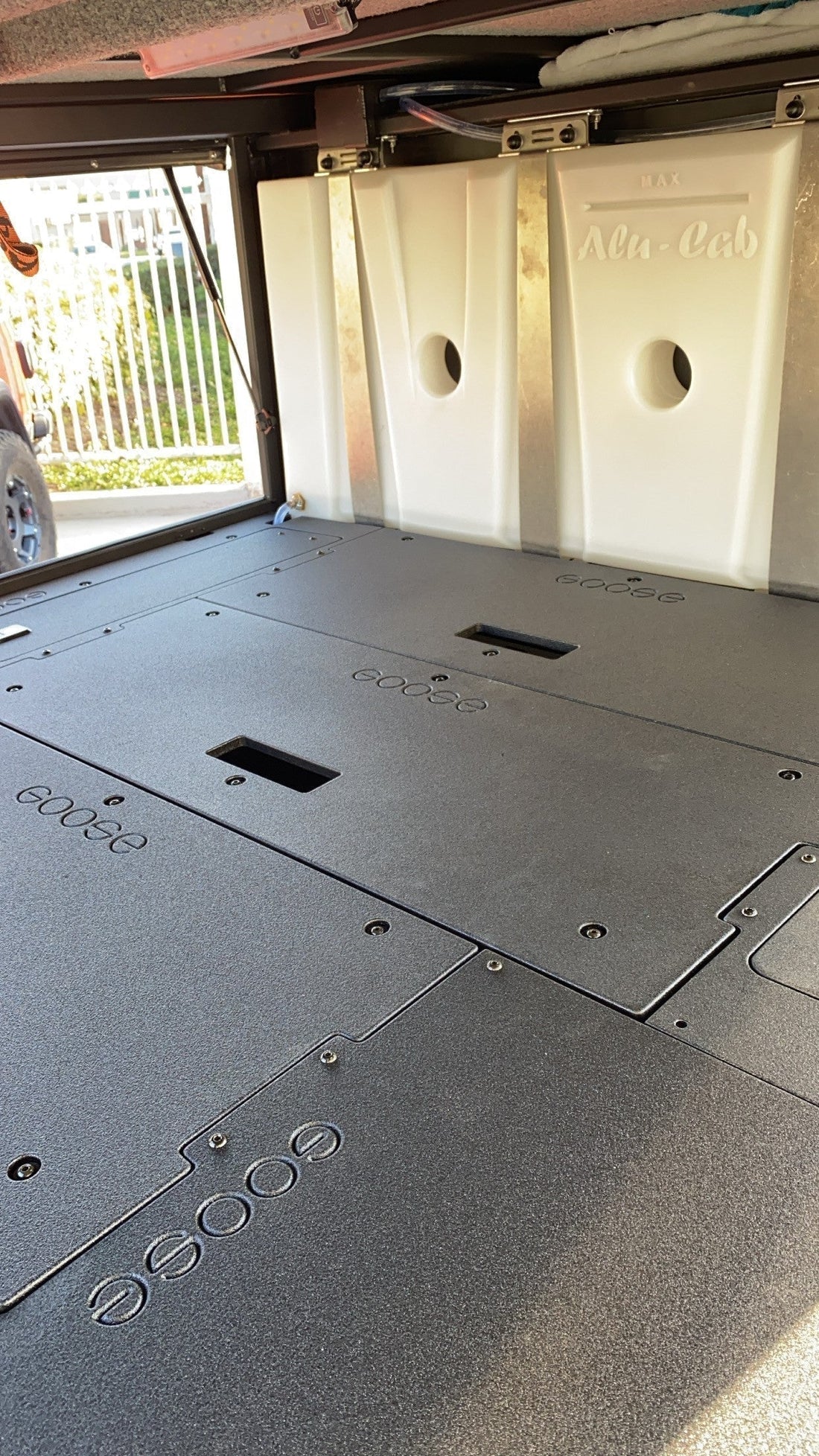 Alu-Cab Canopy Camper - Toyota Tacoma 2005-Present 2nd & 3rd Gen. - Sleep Deck Panel - Double Drawer/Power Management Module to Double Drawer/Power Management Module